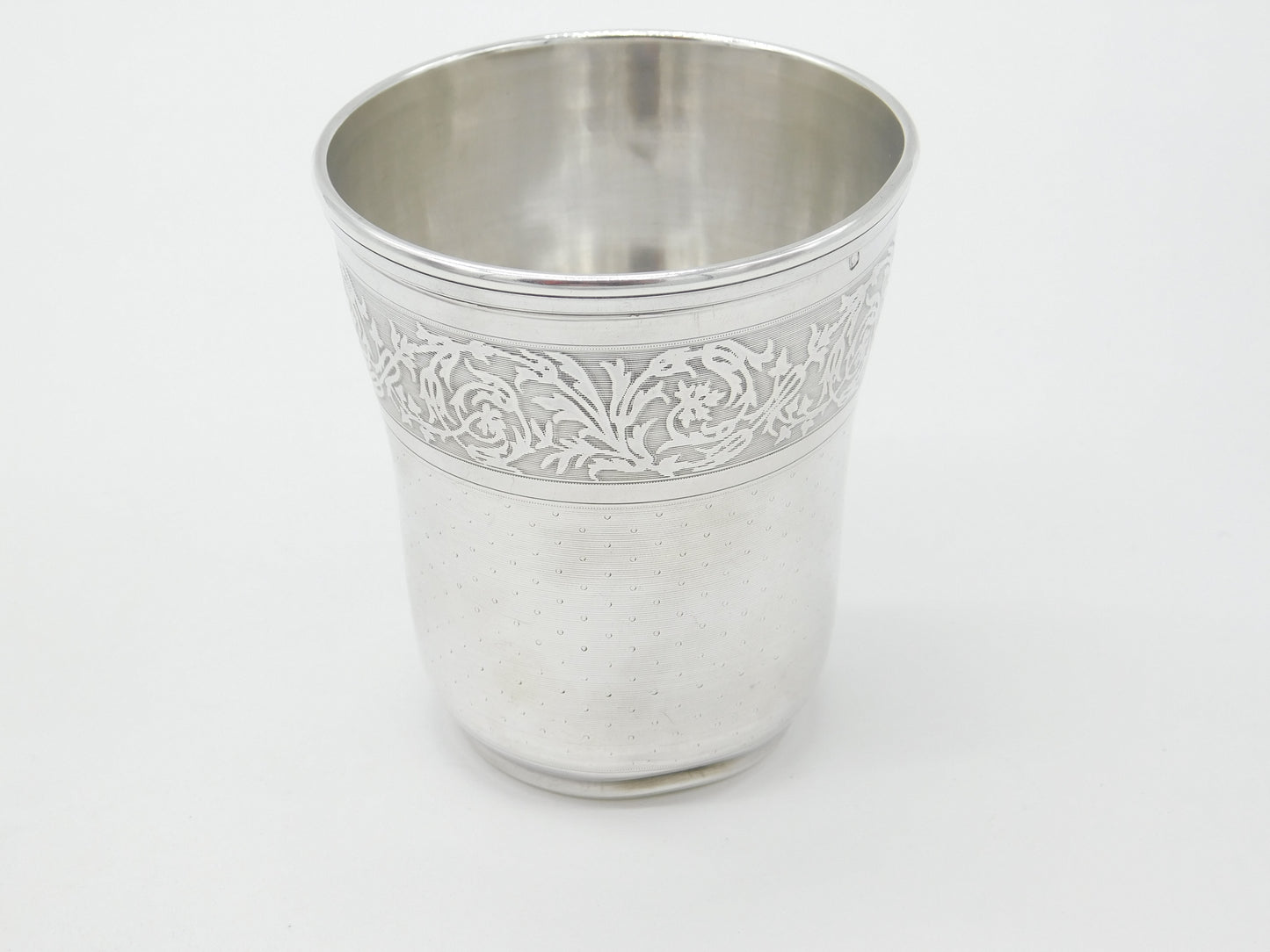 Art Nouveau French Sterling Silver Beaker with Acanthus Motif Antique c1890