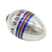 Victorian Sterling Silver Enamel Military Egg Form Thread Holder Antique London