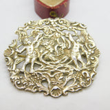 Large Edwardian Sterling Silver Cherub & Grape Vine Brooch Antique c1910