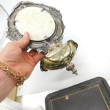 Victorian 800 Silver & Hand Painted Porcelain Holy Water Cistern c1880 Antique