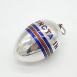 Victorian Sterling Silver Enamel Military Egg Form Thread Holder Antique London