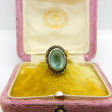 9ct Yellow Gold, Topaz & Marcasite Dress Ring Antique c1930 Art Deco