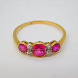 Victorian 18ct Yellow Gold, Natural Ruby & Diamond Dress Ring Antique