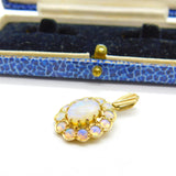 9ct Yellow Gold & Water or Jelly Opal Floral Pendant Vintage 1991 London