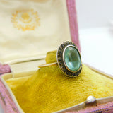 9ct Yellow Gold, Topaz & Marcasite Dress Ring Antique c1930 Art Deco