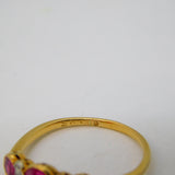 Victorian 18ct Yellow Gold, Natural Ruby & Diamond Dress Ring Antique