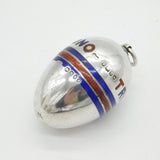 Victorian Sterling Silver Enamel Military Egg Form Thread Holder Antique London