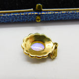 9ct Yellow Gold & Water or Jelly Opal Floral Pendant Vintage 1991 London