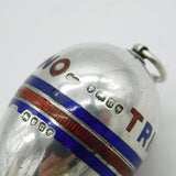 Victorian Sterling Silver Enamel Military Egg Form Thread Holder Antique London