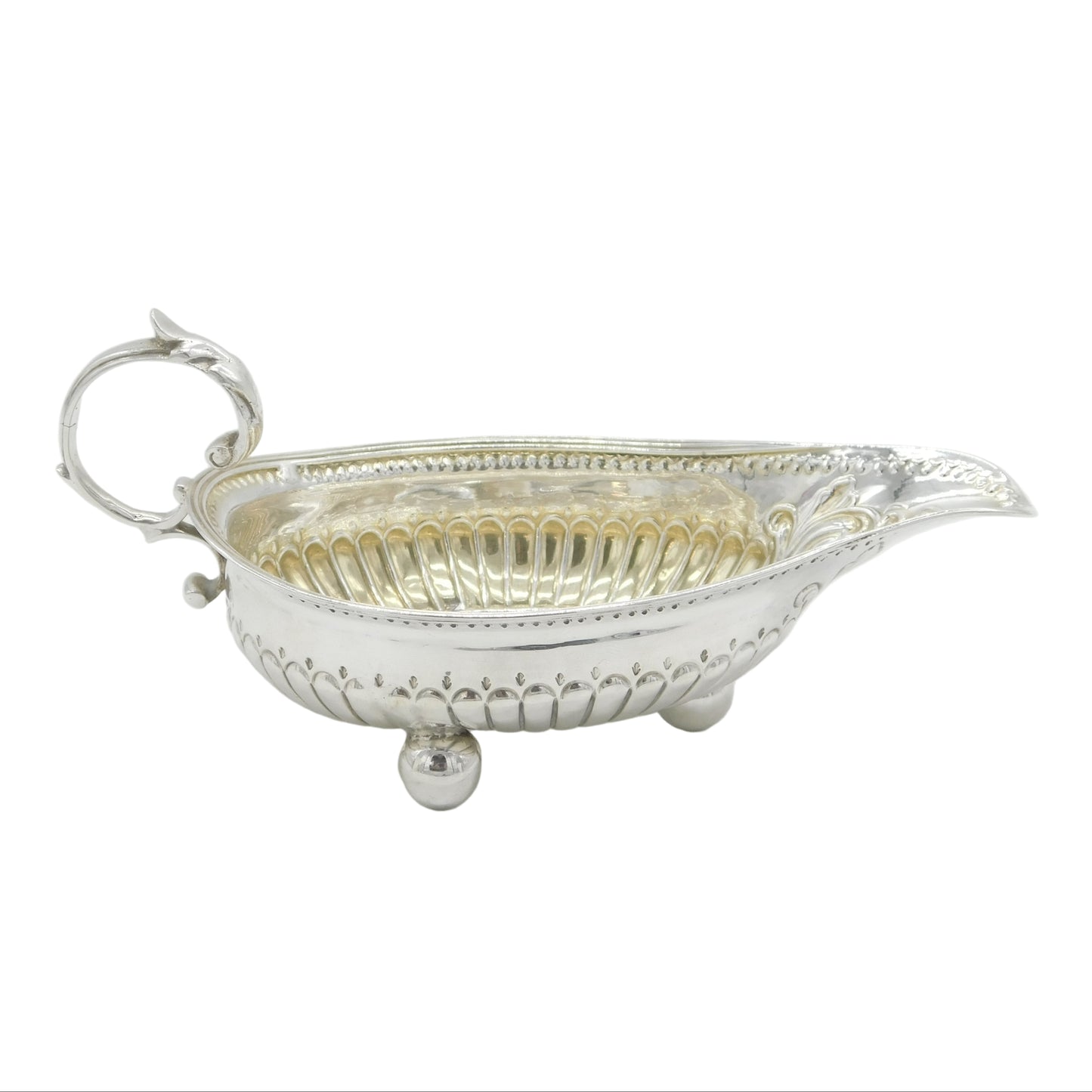George III Sterling Silver Floral Pattern Sauce Boat Antique 1790 London