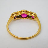 Victorian 18ct Yellow Gold, Natural Ruby & Diamond Dress Ring Antique
