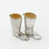 Pair of English Silver Plated Riding Boot Shot Stirrup Cups Antique c1940