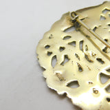 Large Edwardian Sterling Silver Cherub & Grape Vine Brooch Antique c1910