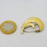 O.F Hjortdahl Norwegian Sterling Silver Gilt Yellow Enamel Brooch Antique