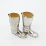 Pair of English Silver Plated Riding Boot Shot Stirrup Cups Antique c1940