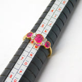 Victorian 18ct Yellow Gold, Natural Ruby & Diamond Dress Ring Antique