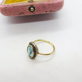 9ct Yellow Gold, Topaz & Marcasite Dress Ring Antique c1930 Art Deco