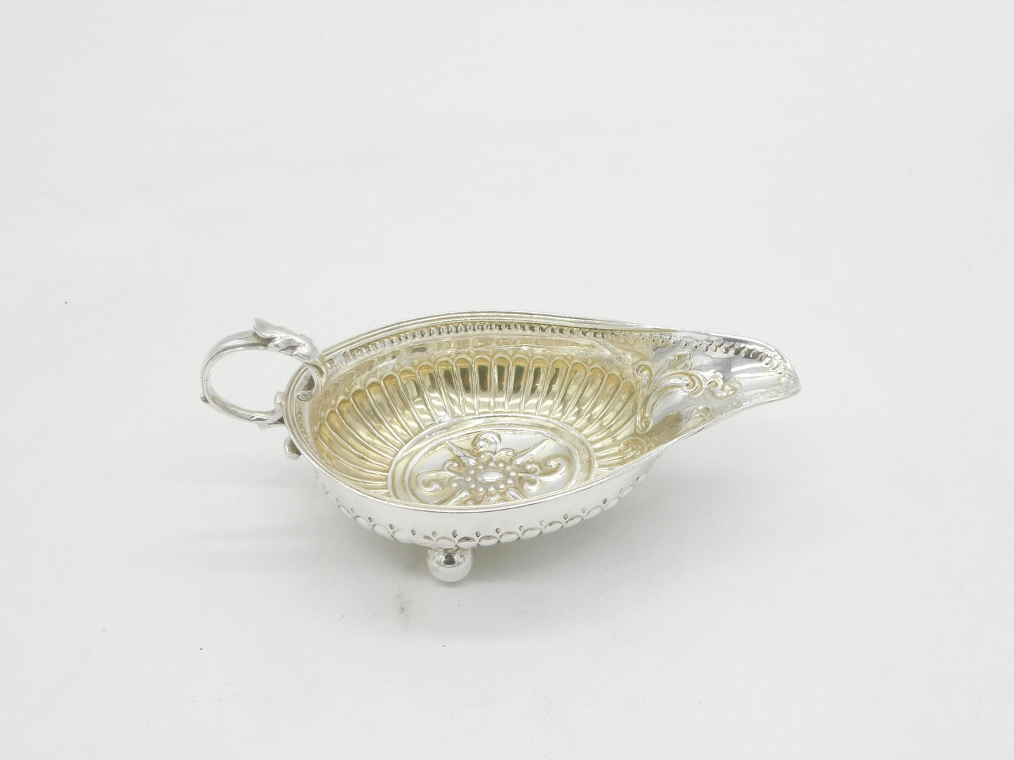 George III Sterling Silver Floral Pattern Sauce Boat Antique 1790 London
