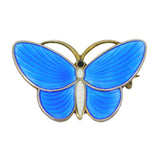 Aksel Holmsen Norwegian Sterling Silver Gilt Enamel Butterfly Brooch Antique