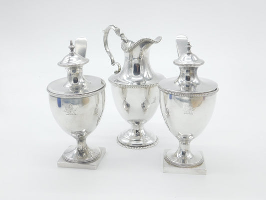 Georgian Sterling Silver Crested Dessert Set Antique 1773 London Robert Hennell