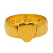 Victorian 22ct Yellow Gold Sweetheart Wedding Ring Antique 1864 Birmingham