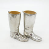 Pair of English Silver Plated Riding Boot Shot Stirrup Cups Antique c1940