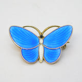 Aksel Holmsen Norwegian Sterling Silver Gilt Enamel Butterfly Brooch Antique