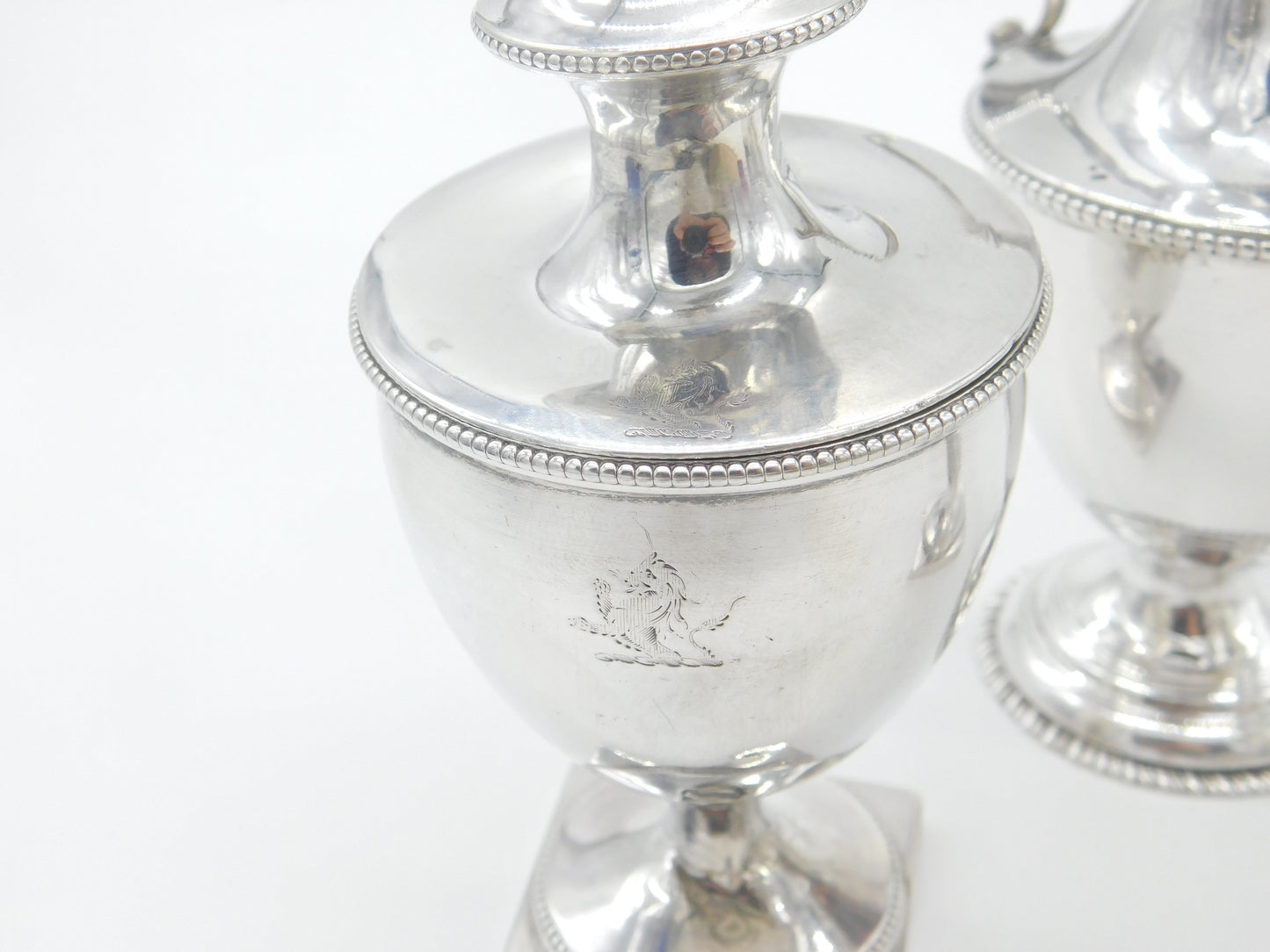 Georgian Sterling Silver Crested Dessert Set Antique 1773 London Robert Hennell