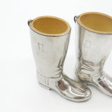 Pair of English Silver Plated Riding Boot Shot Stirrup Cups Antique c1940