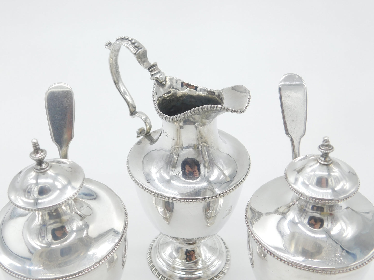 Georgian Sterling Silver Crested Dessert Set Antique 1773 London Robert Hennell