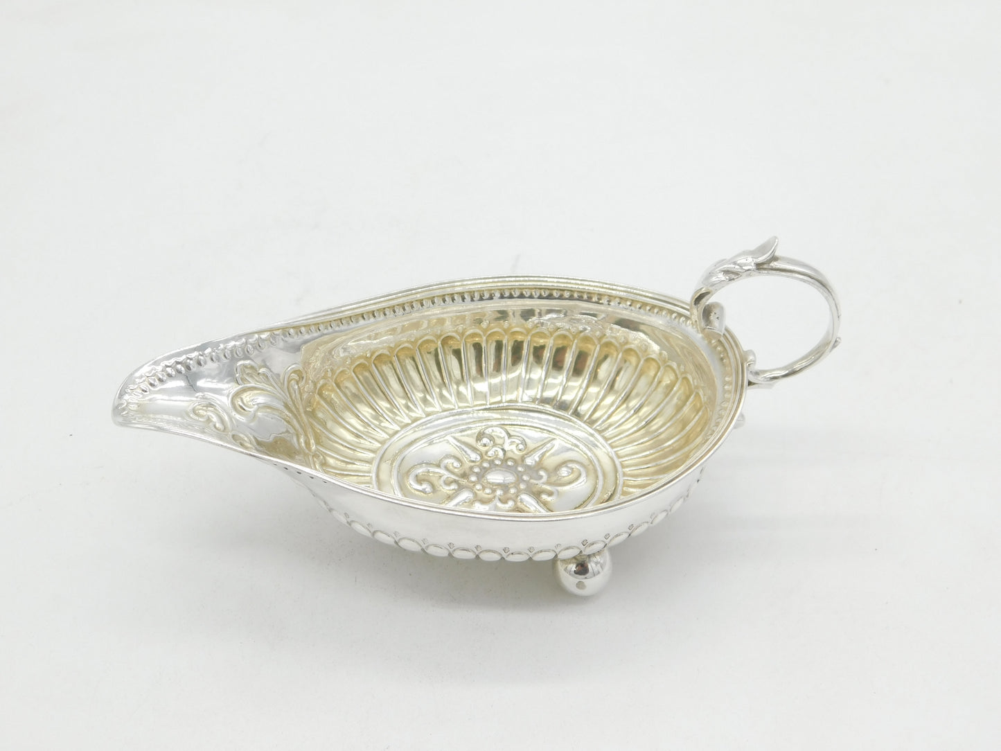 George III Sterling Silver Floral Pattern Sauce Boat Antique 1790 London
