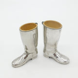Pair of English Silver Plated Riding Boot Shot Stirrup Cups Antique c1940