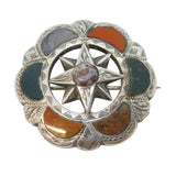 Victorian Scottish Sterling Silver Pebble Agate & Bloodstone Brooch Antique