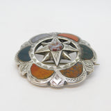 Victorian Scottish Sterling Silver Pebble Agate & Bloodstone Brooch Antique
