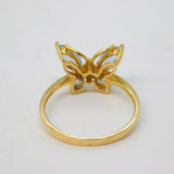 9ct Yellow Gold, Topaz & Spinel Set Butterfly Dress Ring Vintage c1990