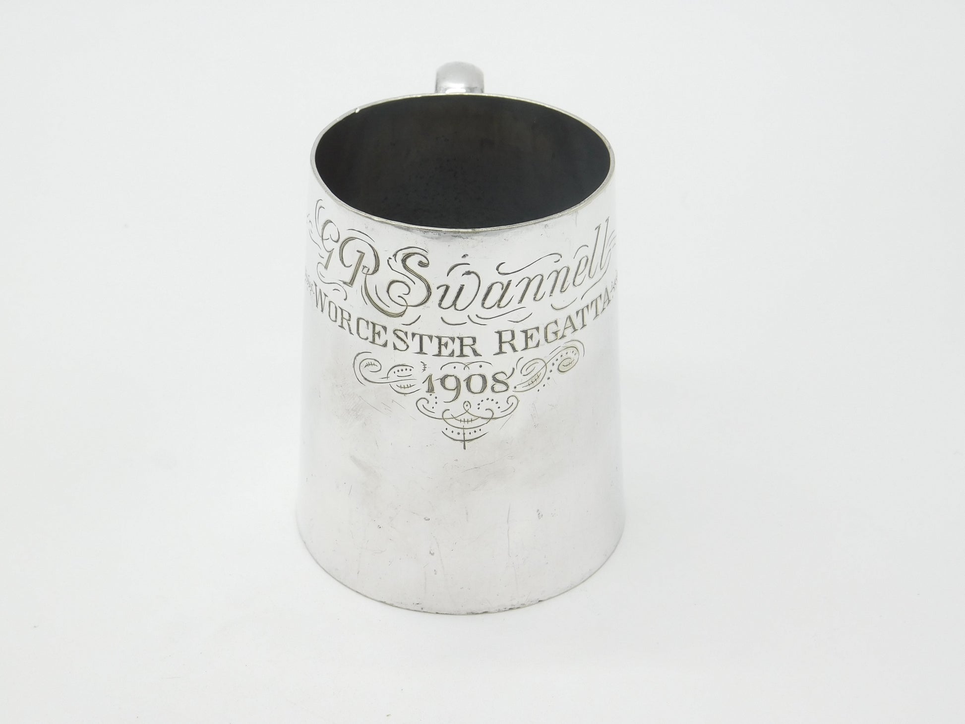 Edwardian Silver Plated 'Worcester Regatta 1908' Rowing Tankard Trophy ...