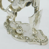 Victorian Cast Pair of Silver Plated Heraldic Lion Candlesticks Antique London