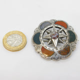 Victorian Scottish Sterling Silver Pebble Agate & Bloodstone Brooch Antique