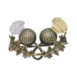 Victorian Sterling Silver, Amethyst & Citrine Thistle Form Brooch Antique