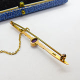 Edwardian 9ct Gold & Amethyst Set Bar Brooch Antique c1910