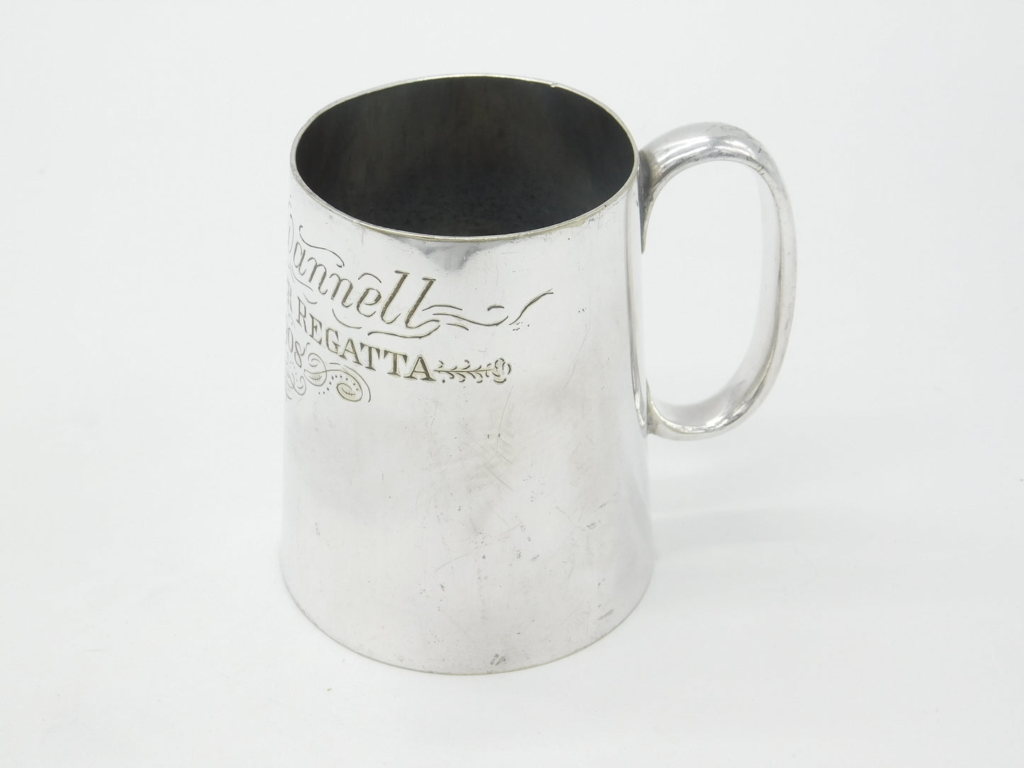 Edwardian Silver Plated 'Worcester Regatta 1908' Rowing Tankard Trophy Antique