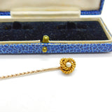 15ct Yellow Gold & Pearl Set Lovers Knot Stick Pin Antique c1910 Edwardian