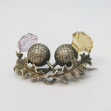 Victorian Sterling Silver, Amethyst & Citrine Thistle Form Brooch Antique