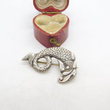 Iona Scottish Sterling Silver Sea Monster Brooch Antique c1940 John Hart