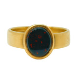 Victorian 18ct Yellow Gold & Bloodstone Signet Ring Antique 1875 London