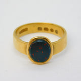 Victorian 18ct Yellow Gold & Bloodstone Signet Ring Antique 1875 London