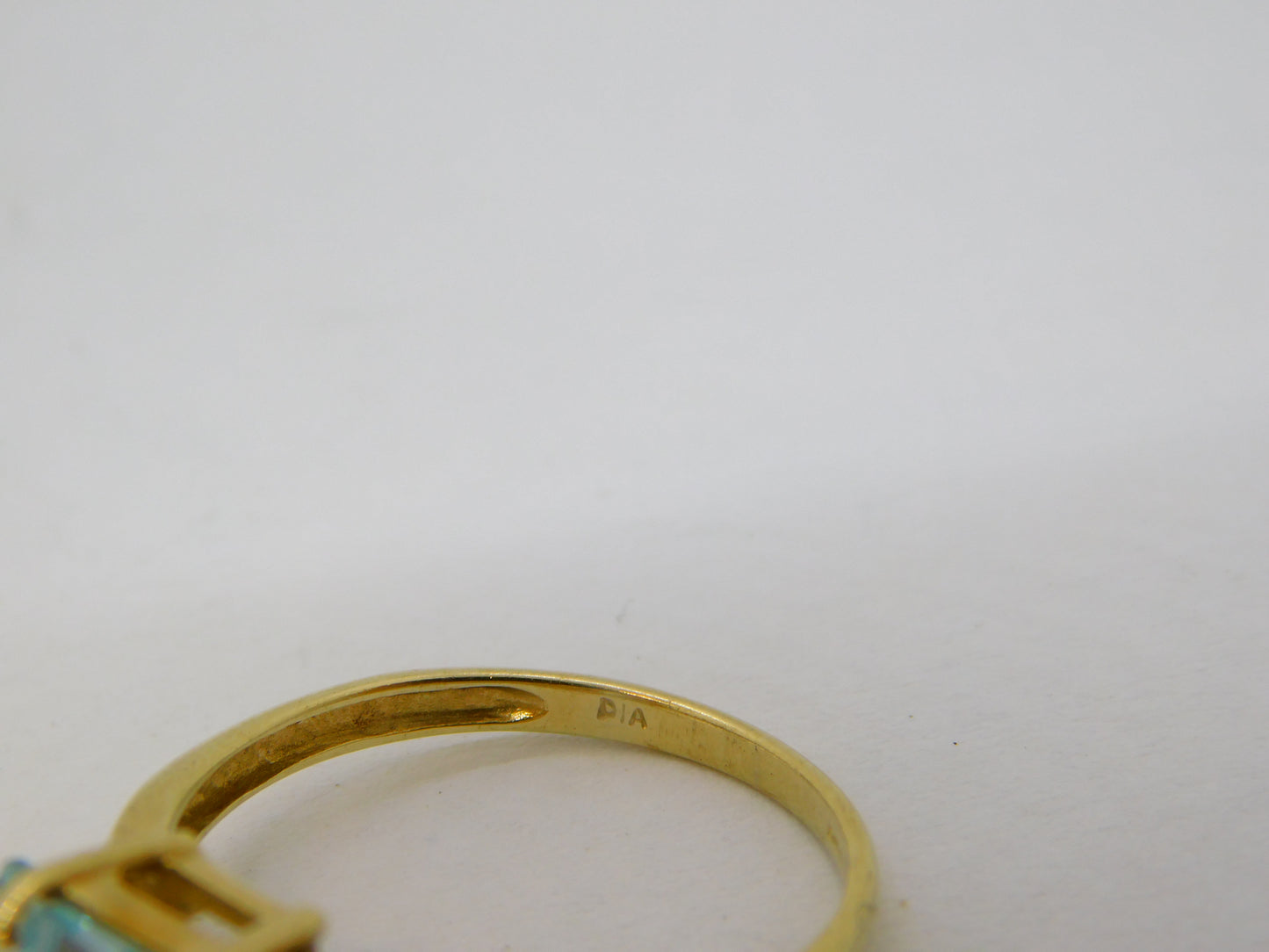 9ct Yellow Gold, Aquamarine & Diamond Engagement Ring Vintage Sheffield