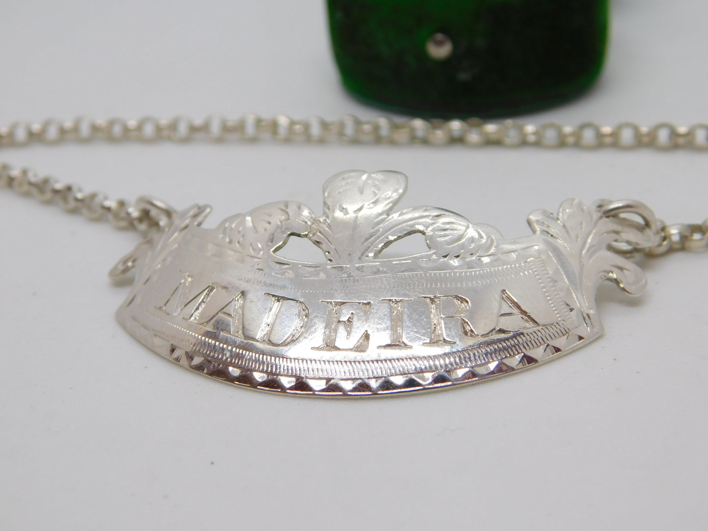 George III Sterling Silver Prince of Wales Feathers Madeira Decanter Label 1804 London