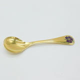 Georg Jensen Sterling Silver Gilt Enamel Rose Large Caddy Spoon Vintage 1974