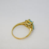 9ct Yellow Gold, Aquamarine & Diamond Engagement Ring Vintage Sheffield